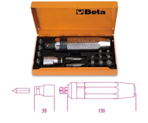 Beta Tools 1295/C14 SET GIRAVITE A PERCUSSIONE CON 14 INSERTI BUSSOLA