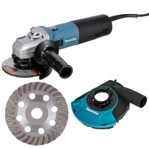 Makita 9565CVRX2 SMERIGLIATRICE REGOLAZIONE GIRI 1400W PIALLA DA MURO MASSETTI CON CUFFIA ASPIRAZIONE